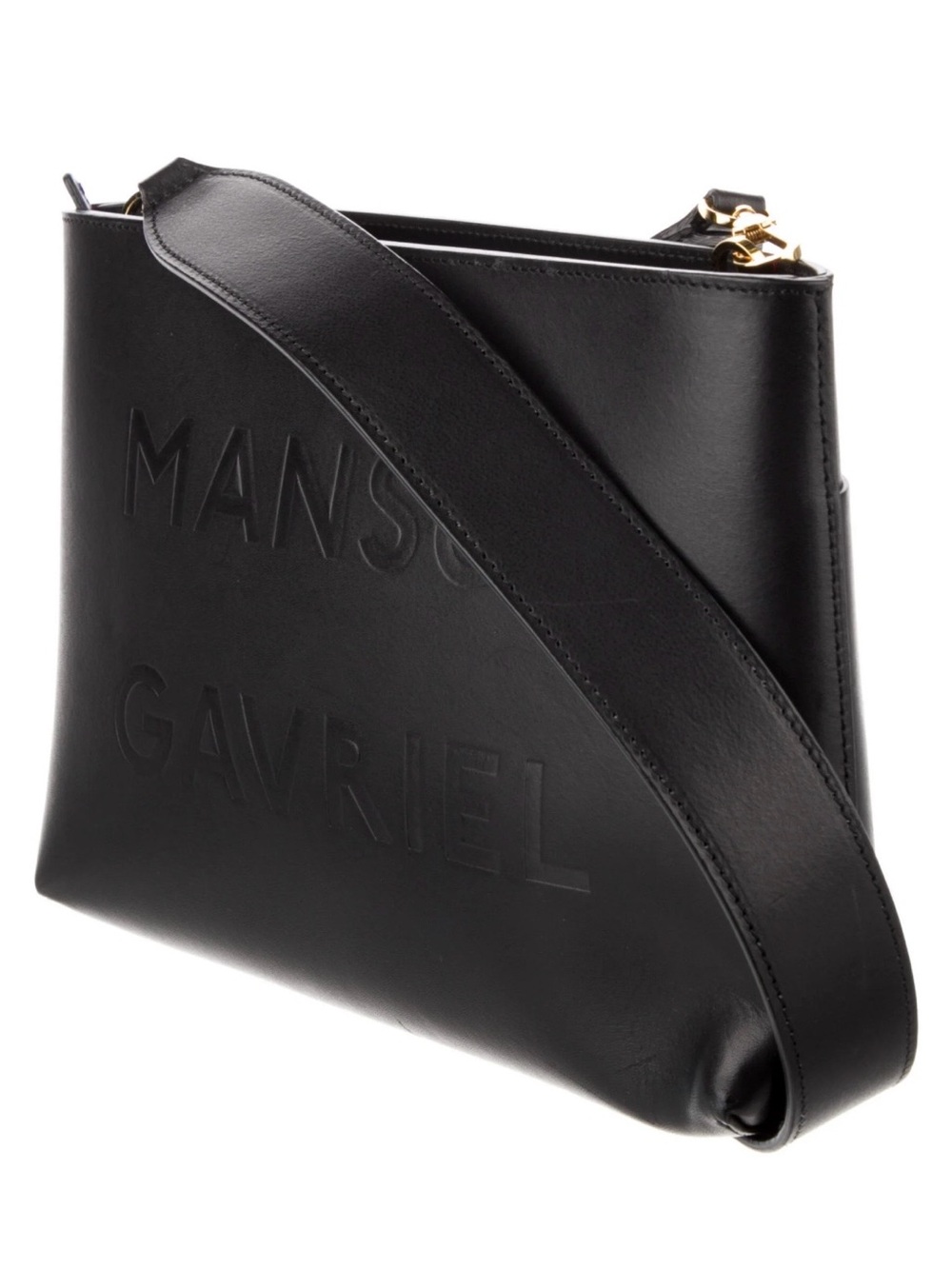 Mansur Gavriel Embossed Logo Black Leather Bag